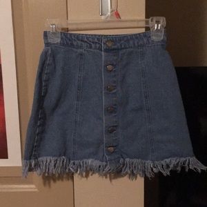Button Front Denim Skirt